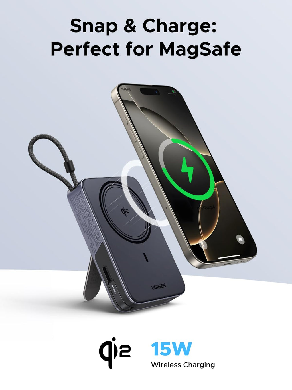 UGREEN 10000mAh Qi2 15W Magnetic Power Bank