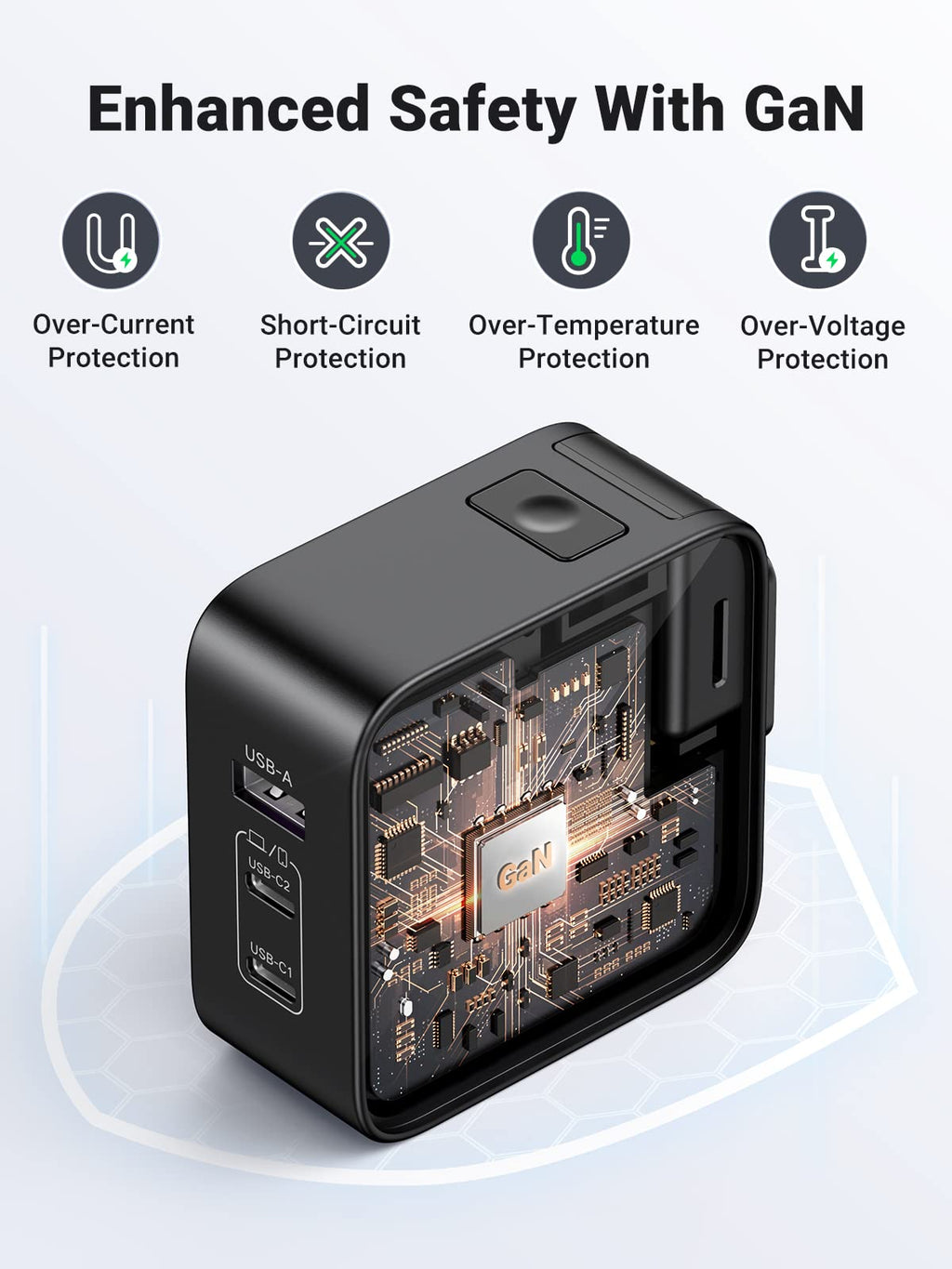 UGREEN Nexode 65W 3-Port Travel Charger with US/UK/EU Plug