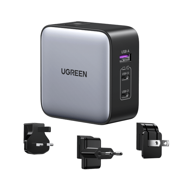 UGREEN Nexode 65W 3-Port Travel Charger with US/UK/EU Plug