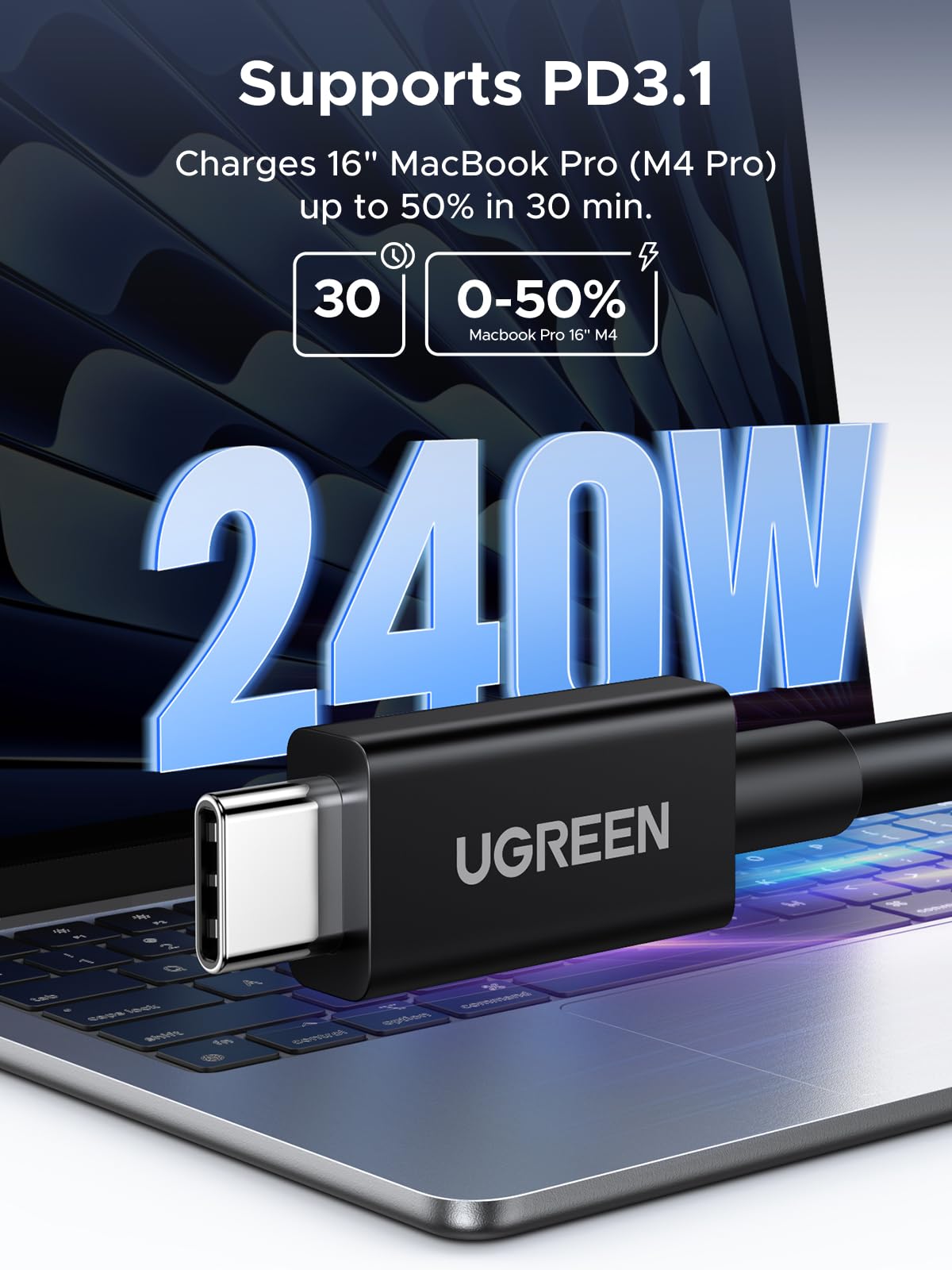 UGREEN Thunderbolt 5 USB-C Cable, 80Gbps & 240W